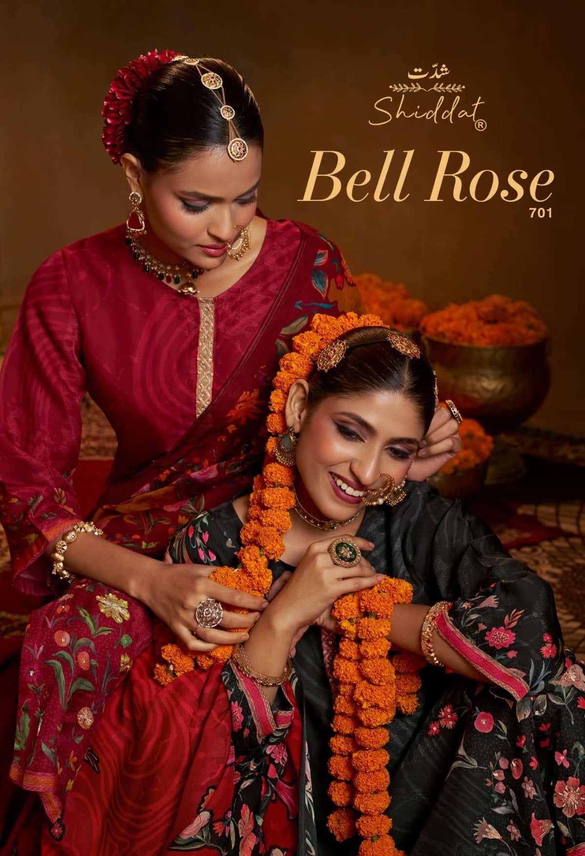 Shiddat Bell Rose 701 Viscose Organza Dress Material