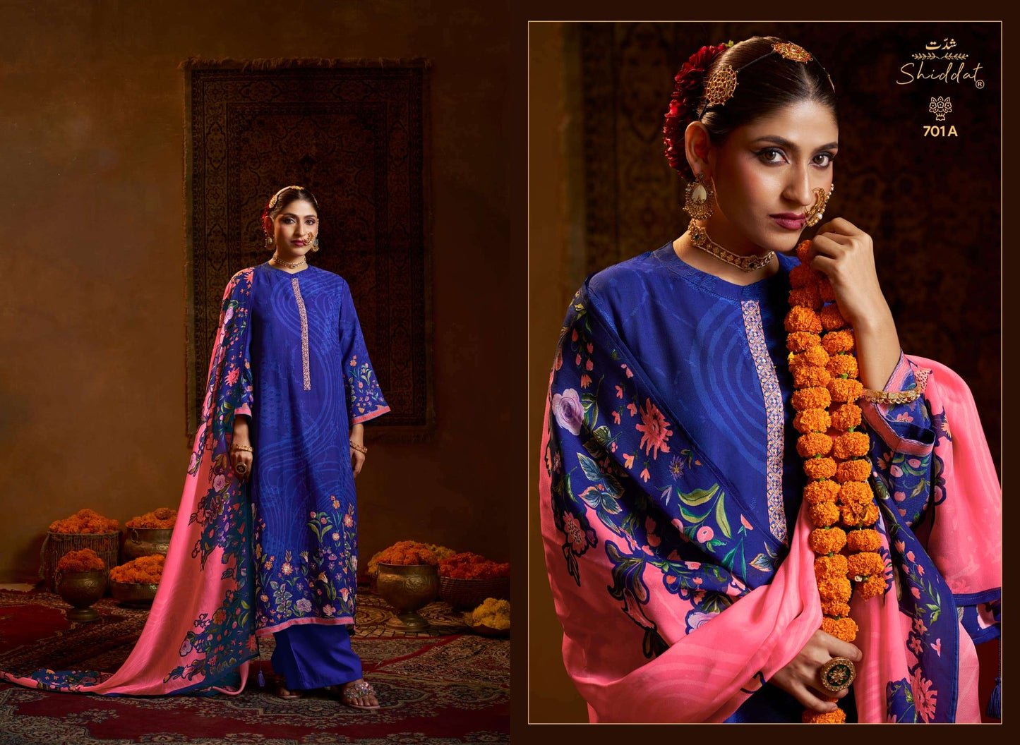Shiddat Bell Rose 701 Viscose Organza Dress Material