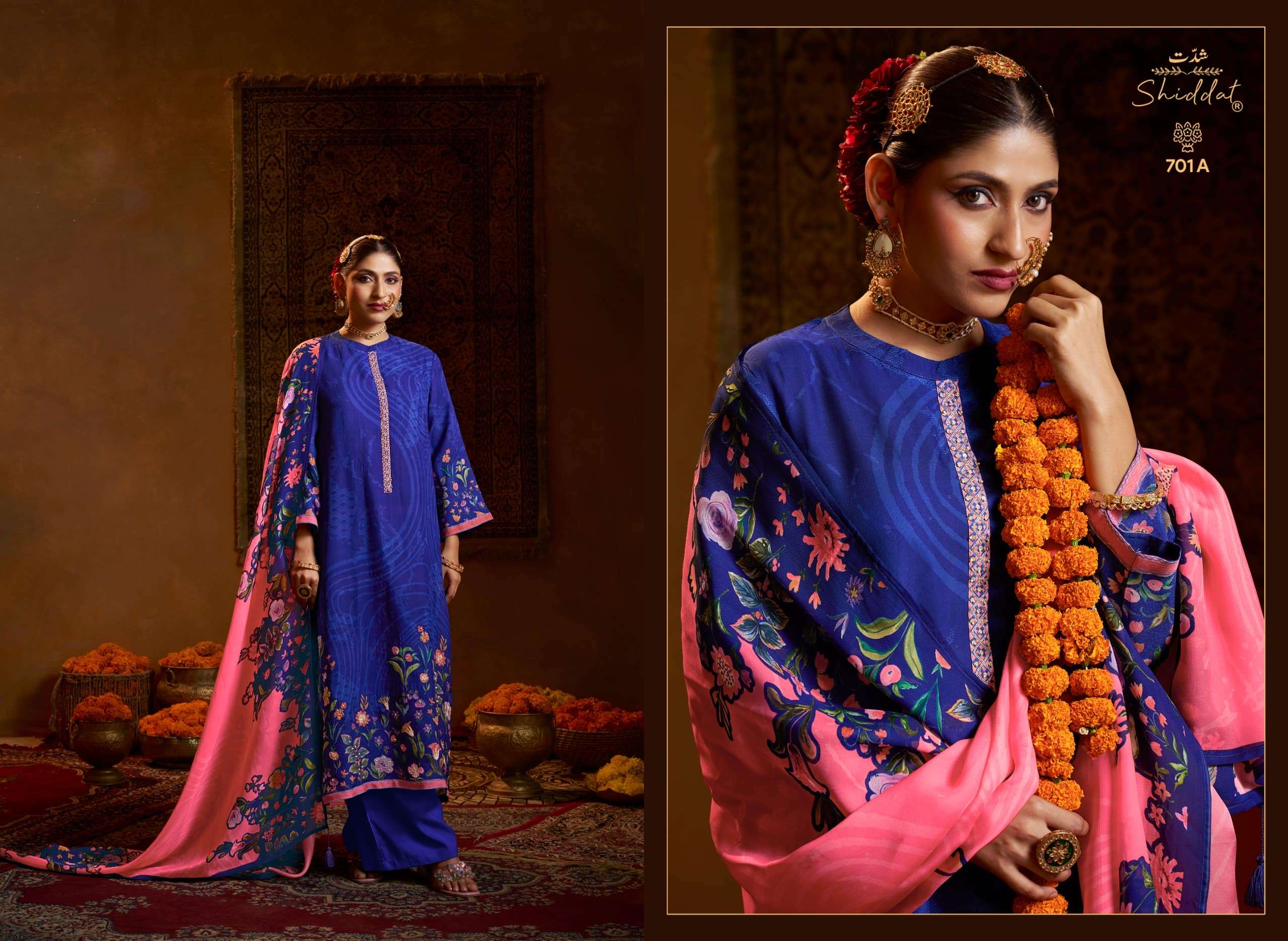 Shiddat Bell Rose 701 Viscose Organza Dress Material