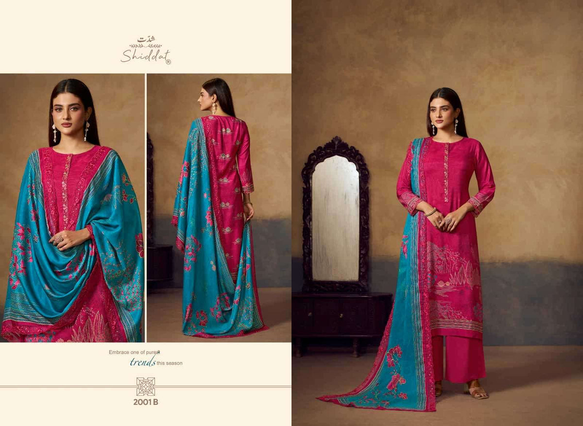 Shiddat Bluebell Vol 2 2001 Pure Muslin Dress Material - Amrah Wholesale