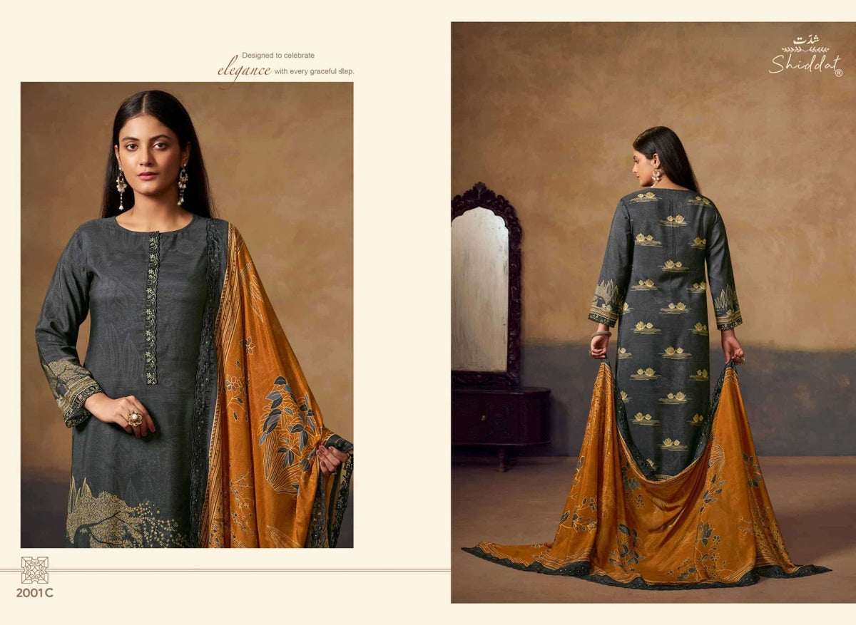 Shiddat Bluebell Vol 2 2001 Pure Muslin Dress Material - Amrah Wholesale