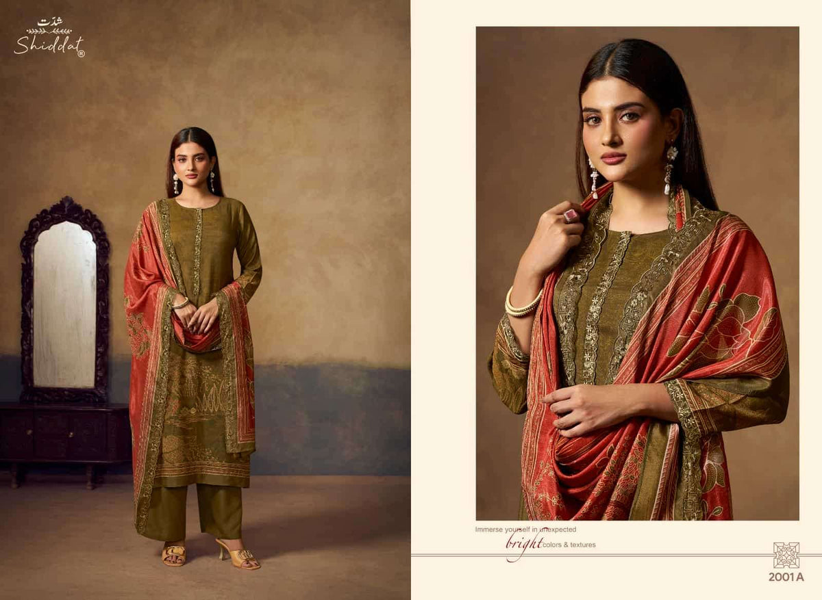 Shiddat Bluebell Vol 2 2001 Pure Muslin Dress Material - Amrah Wholesale