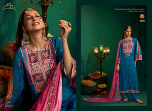 Shiddat Enzo 401 Viscose Muslin Dress Material - Amrah Wholesale