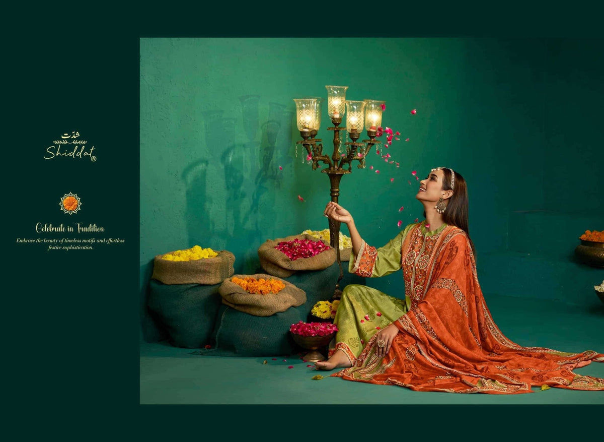 Shiddat Enzo 401 Viscose Muslin Dress Material - Amrah Wholesale