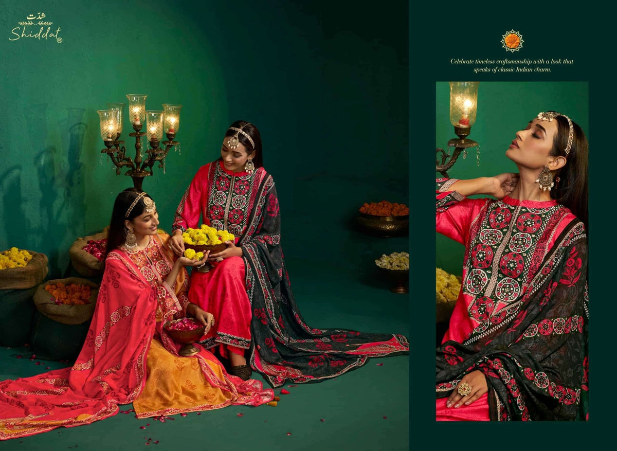 Shiddat Enzo 401 Viscose Muslin Dress Material - Amrah Wholesale