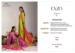 Shiddat Enzo 701 Viscose Muslin Dress Material
