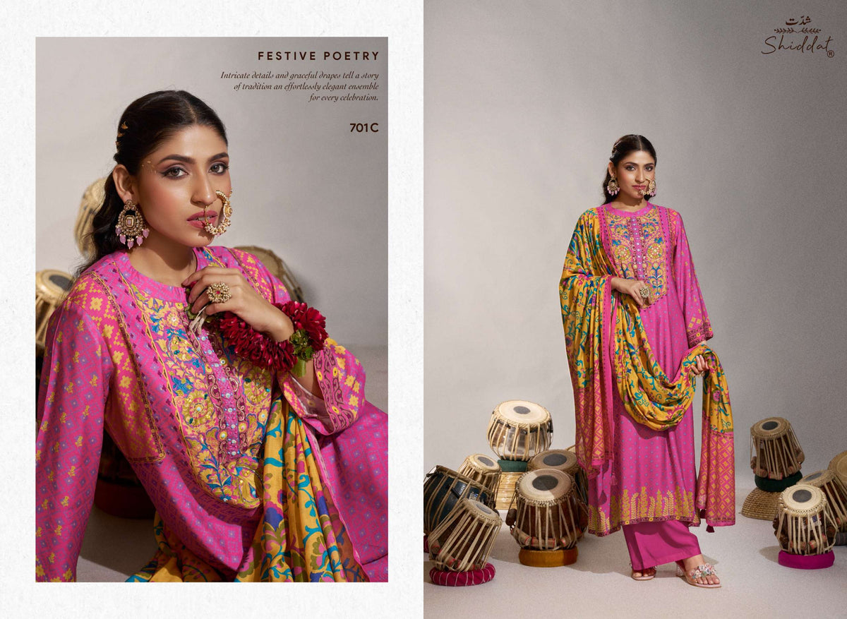 Shiddat Enzo 701 Viscose Muslin Dress Material