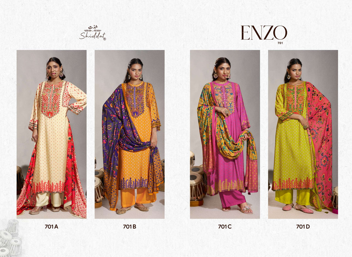 Shiddat Enzo 701 Viscose Muslin Dress Material