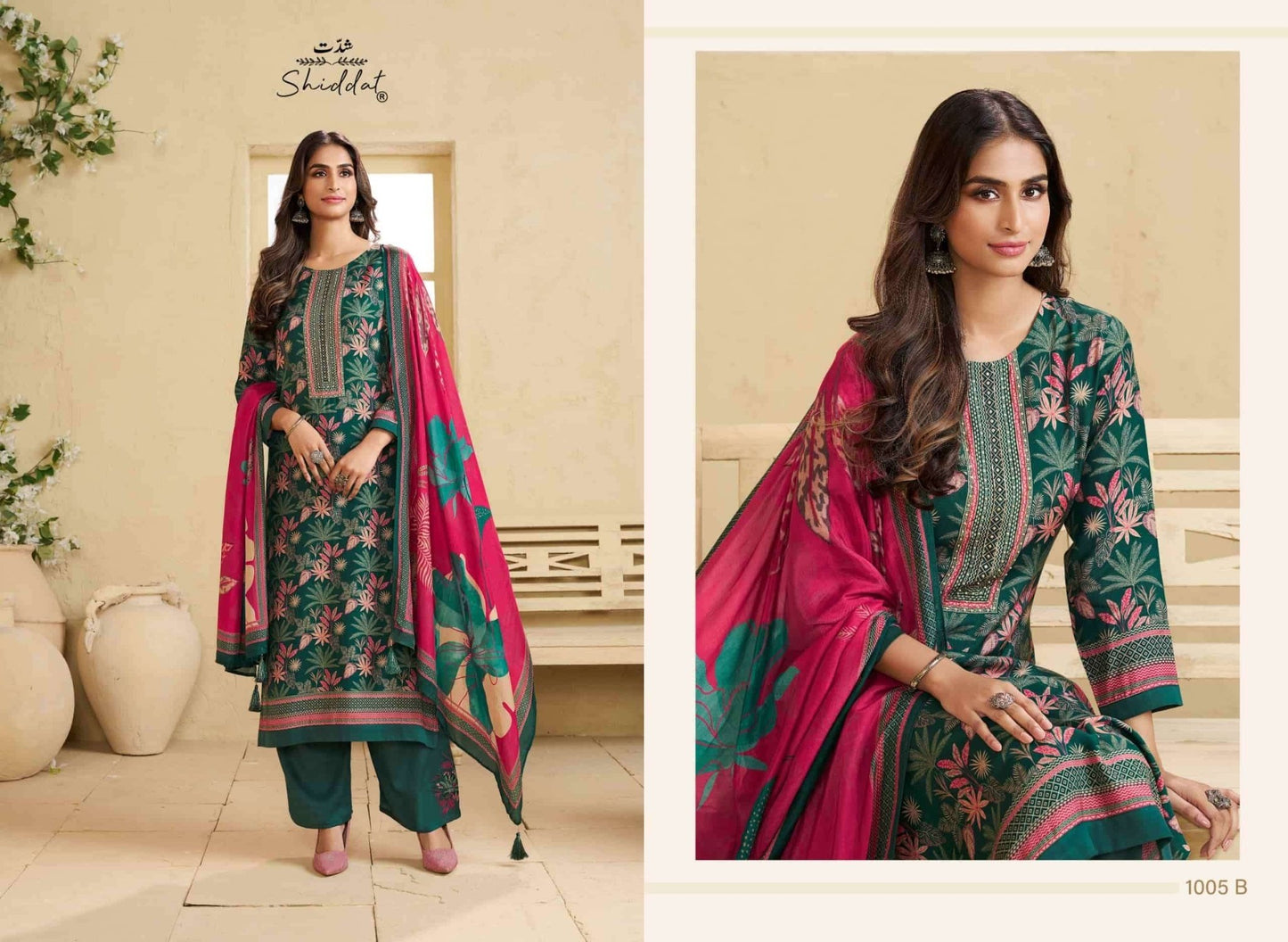 Shiddat Irina 1005 Muslin Dress Material - Amrah Wholesale
