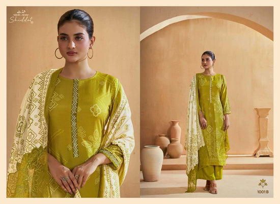 Shiddat Iris 1001 Pure Muslin Embroidered Dress Material - Amrah Wholesale