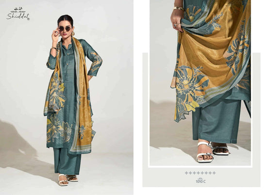 Shiddat Maris 1010 Digital Printed Muslin Dress Material - Amrah Wholesale