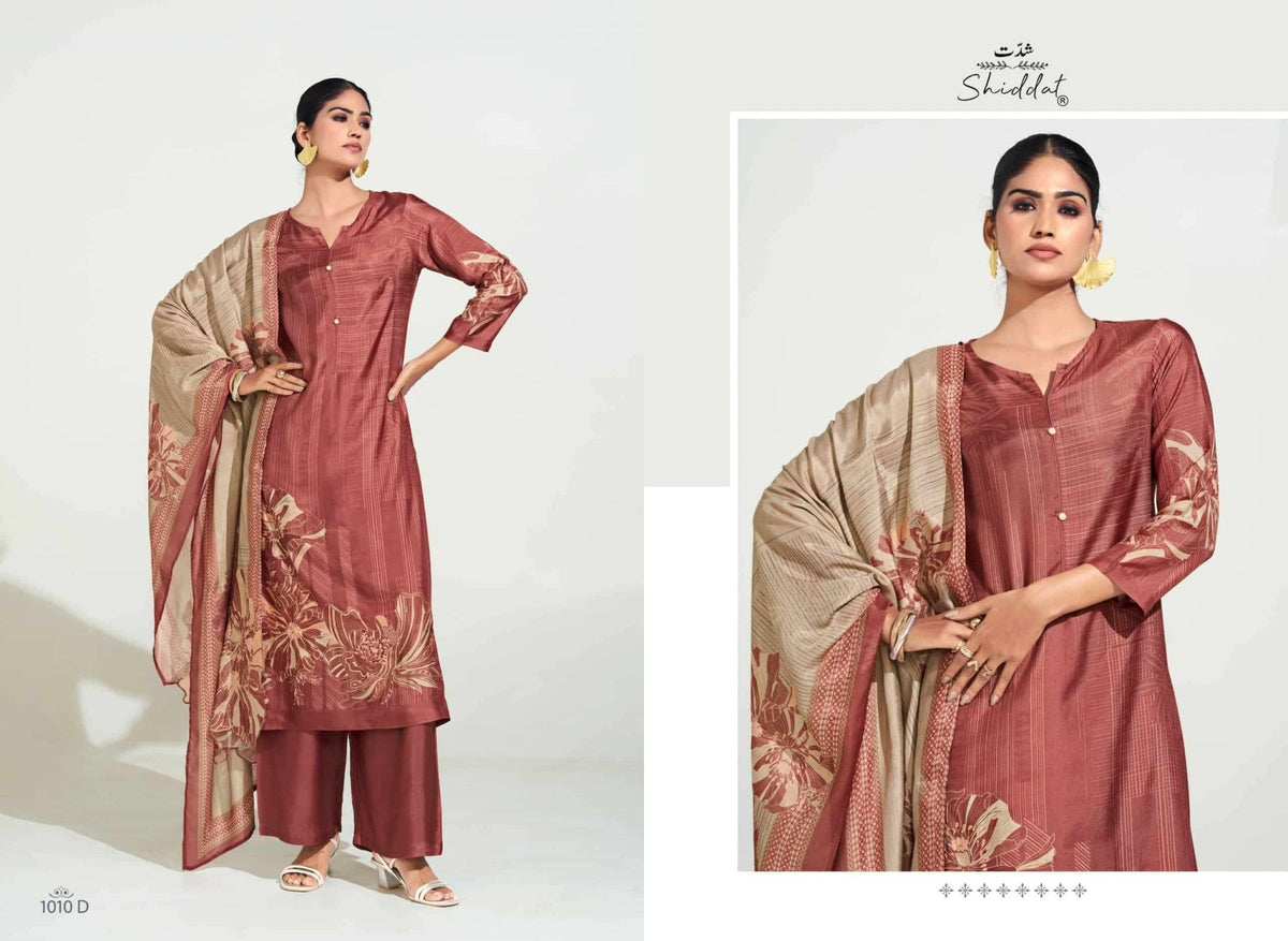 Shiddat Maris 1010 Digital Printed Muslin Dress Material - Amrah Wholesale