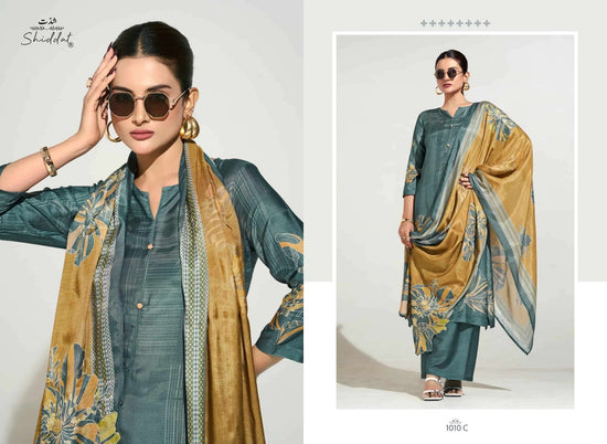 Shiddat Maris 1010 Digital Printed Muslin Dress Material - Amrah Wholesale