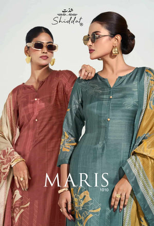Shiddat Maris 1010 Digital Printed Muslin Dress Material - Amrah Wholesale