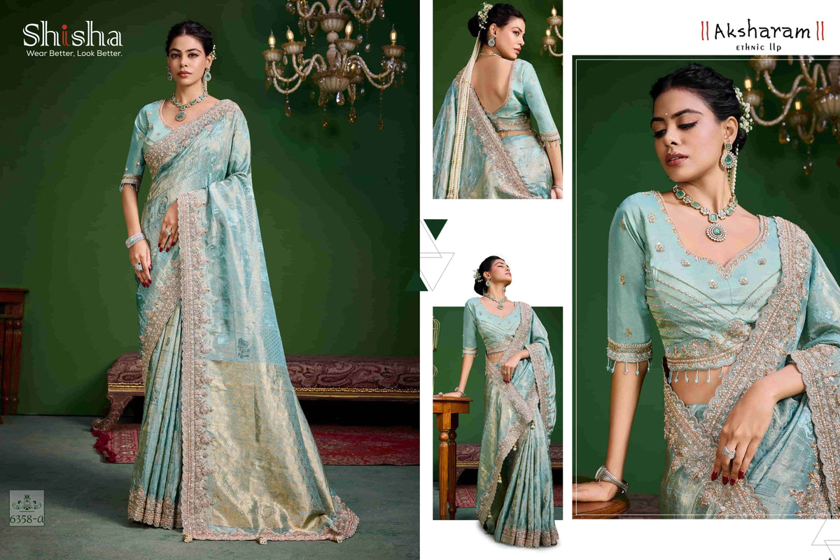 SHISHA KUM KUM VOL-9 Tissue Silk Embroidered Saree