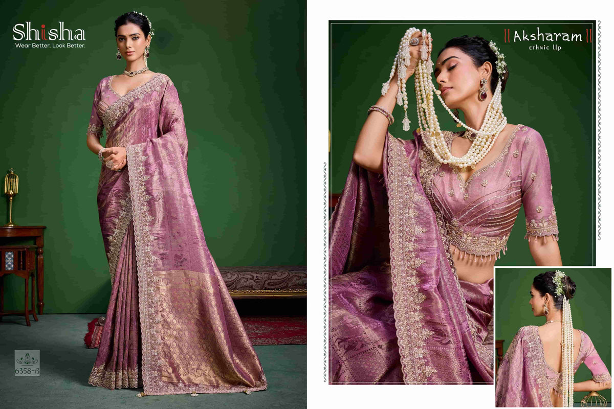 SHISHA KUM KUM VOL-9 Tissue Silk Embroidered Saree
