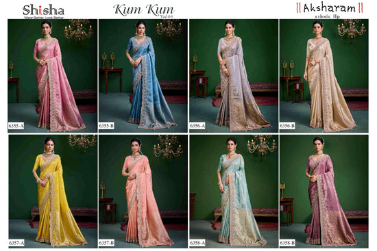 SHISHA KUM KUM VOL-9 Tissue Silk Embroidered Saree