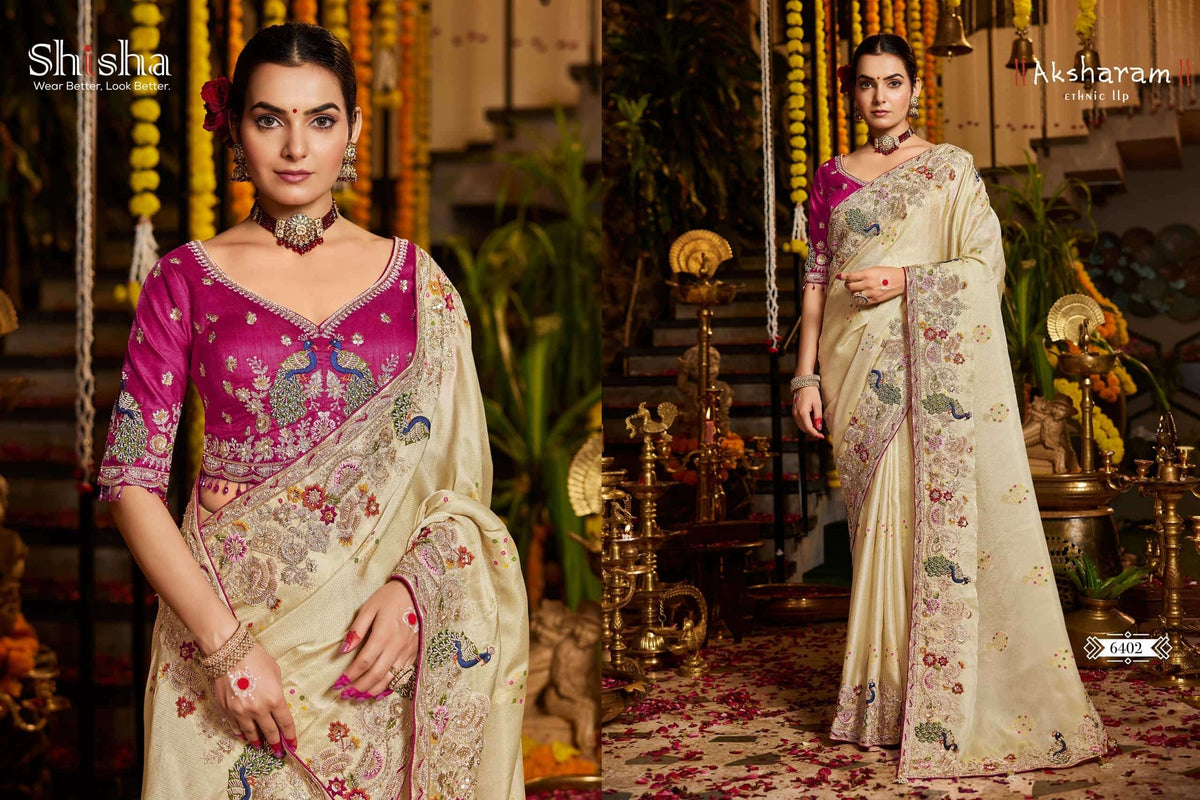 Shisha Kumkum Vol-12 Tissue Silk Zari Weaving Saree