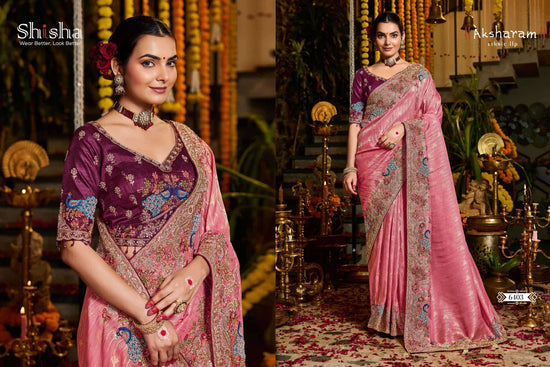 Shisha Kumkum Vol-12 Tissue Silk Zari Weaving Saree