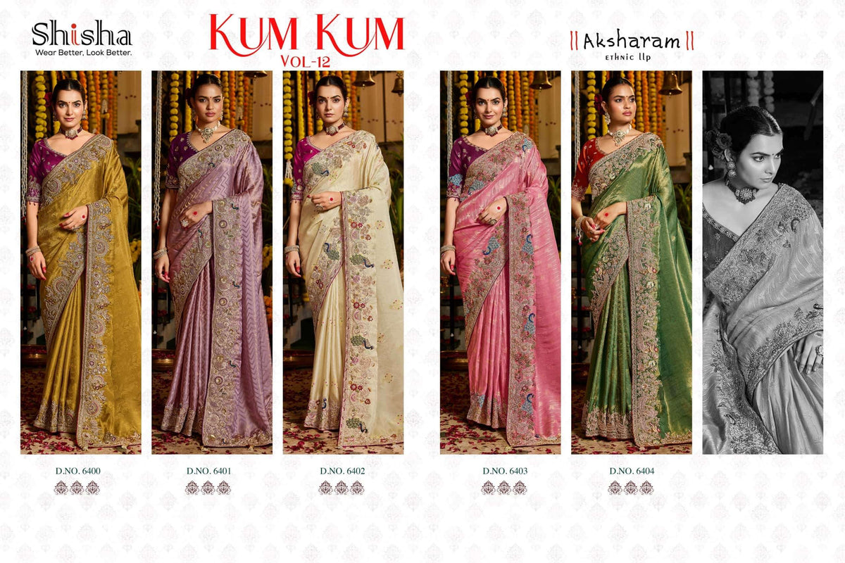 Shisha Kumkum Vol-12 Tissue Silk Zari Weaving Saree