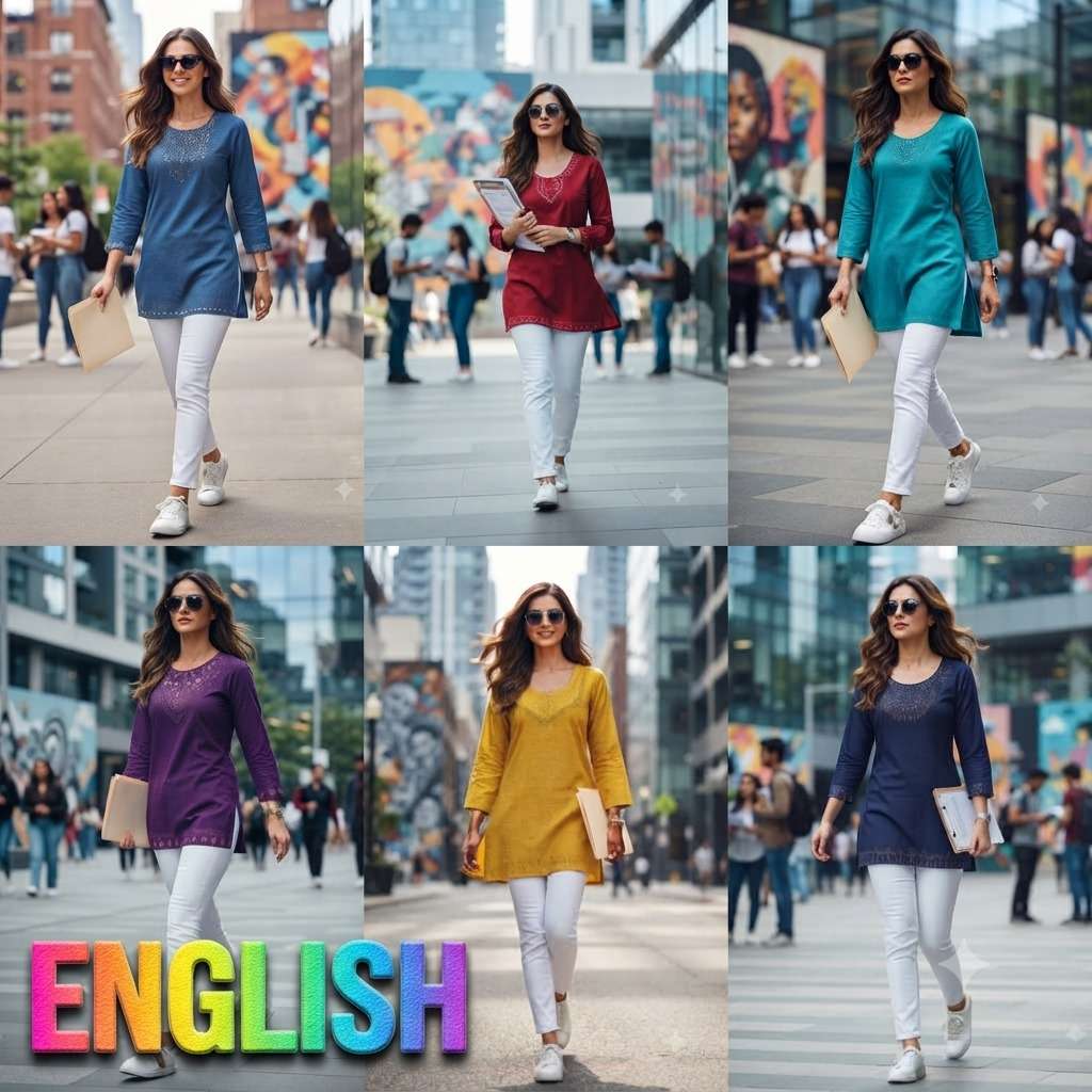 Shodashe Studio English Vertican Office Wear Tunic Tops
