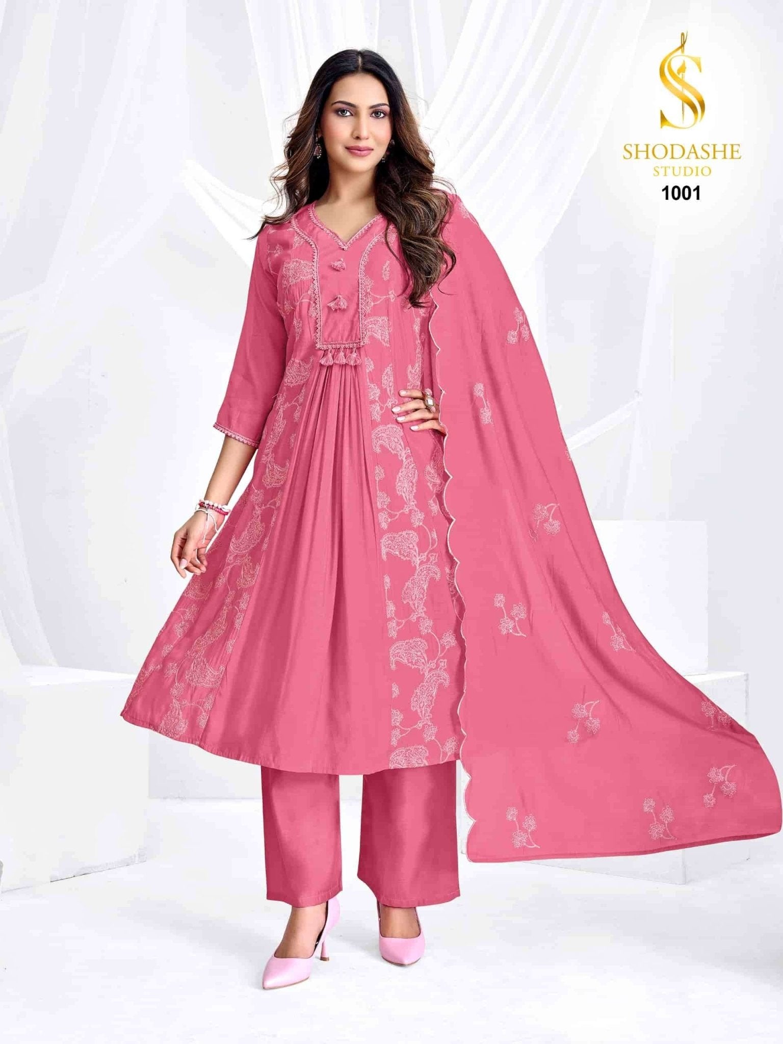 Shodashe Studio Madhubala Mal Chanderi Designer Salwar Suit Set - Amrah Wholesale