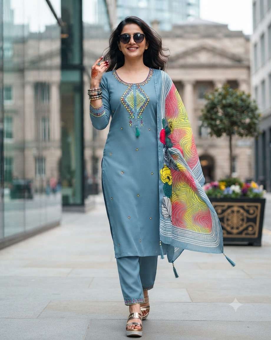 Shodashe Studio Sangini Premium Heavy Pure Cotton Flex Readymade Kurti Pant Dupatta Set
