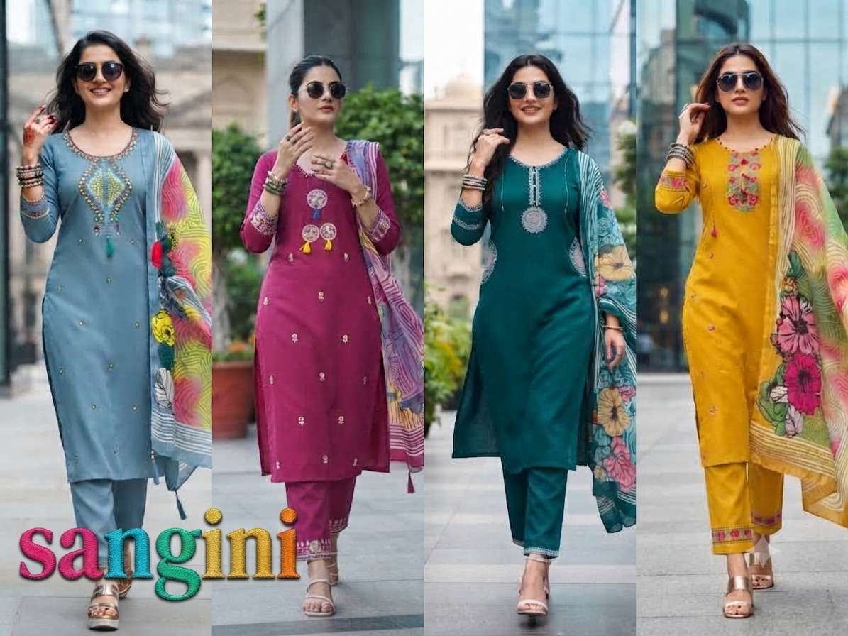 Shodashe Studio Sangini Premium Heavy Pure Cotton Flex Readymade Kurti Pant Dupatta Set