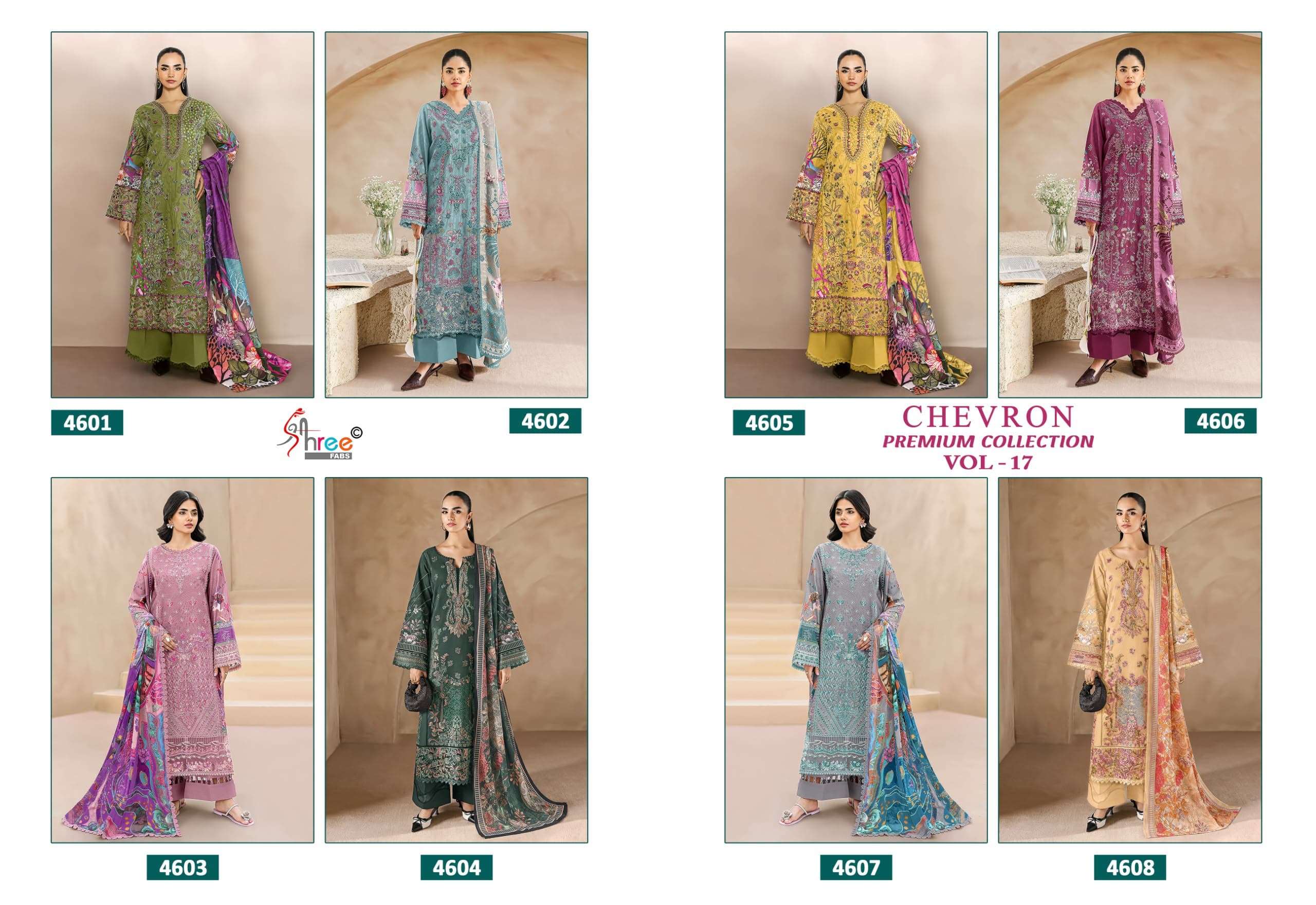 SHREE FAB CHEVRON PREMIUM COLLECTION VOL-17 Cotton Embroidery Pakistani Suit