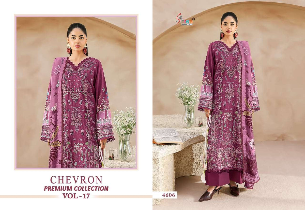 SHREE FAB CHEVRON PREMIUM COLLECTION VOL-17 Cotton Embroidery Pakistani Suit - Amrah Wholesale