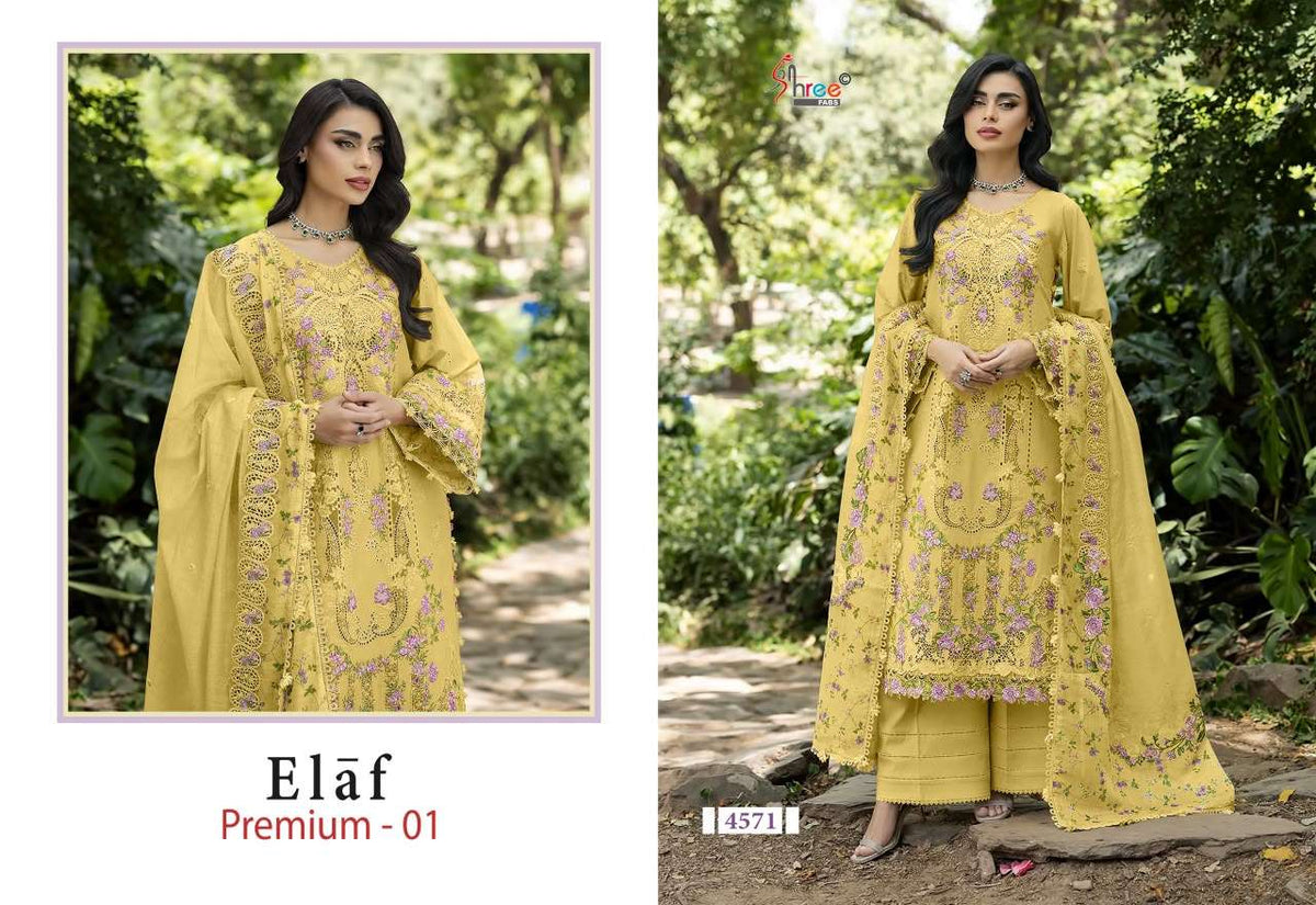 SHREE FAB ELAF PREMIUM VOL-1 Cotton Embroidery Pakistani Suit Material