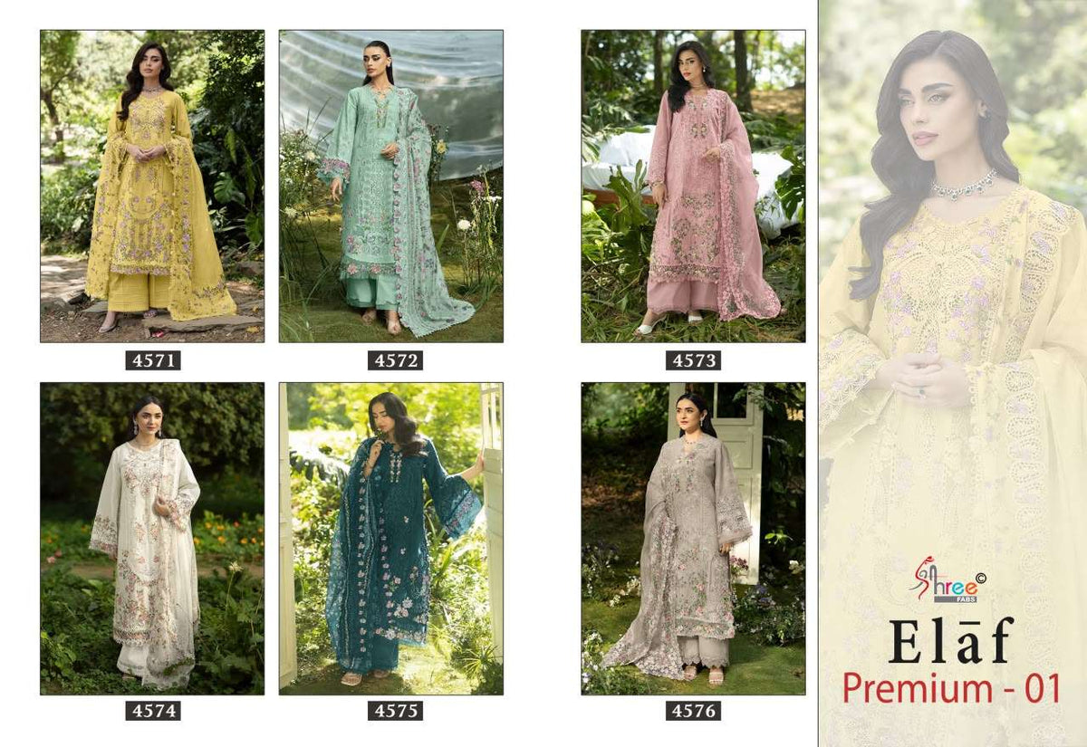 SHREE FAB ELAF PREMIUM VOL-1 Cotton Embroidery Pakistani Suit Material