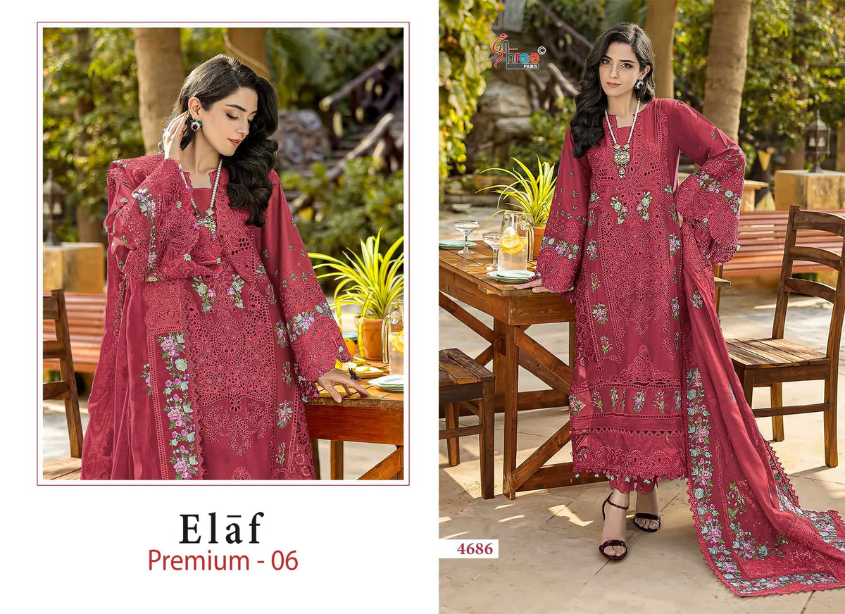 SHREE FAB ELAF PREMIUM VOL-6 Cotton Embroidered Pakistani Suit