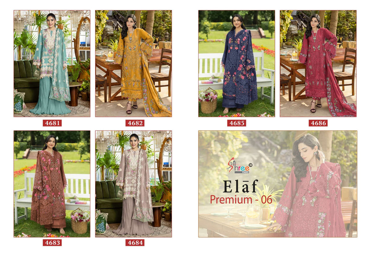 SHREE FAB ELAF PREMIUM VOL-6 Cotton Embroidered Pakistani Suit