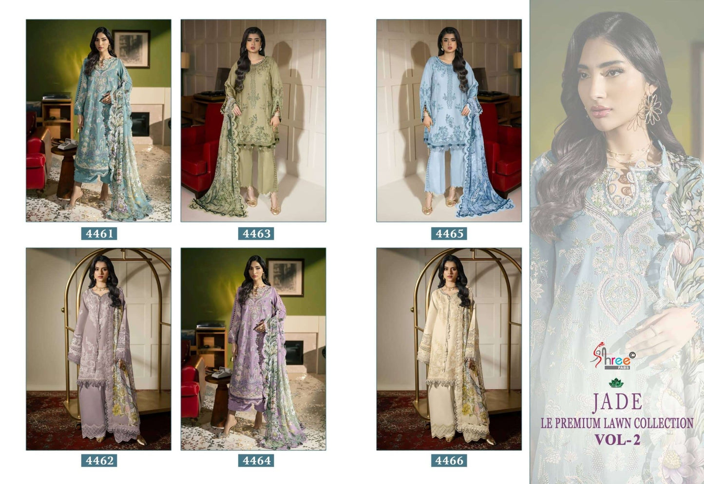SHREE FAB JADE LE-PREMIUM LAWN COLLECTION VOL-2 Cotton Embroidered Pakistani Suit - Amrah Wholesale