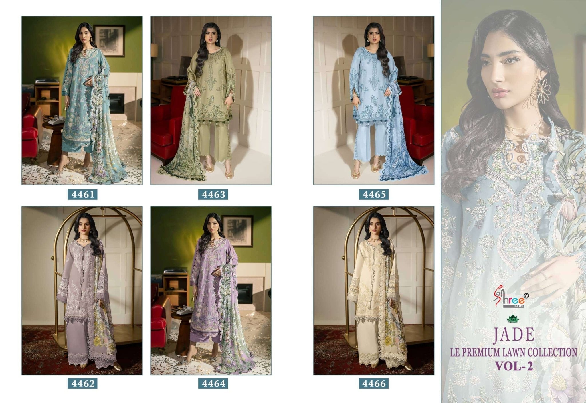 SHREE FAB JADE LE-PREMIUM LAWN COLLECTION VOL-2 Cotton Embroidered Pakistani Suit - Amrah Wholesale