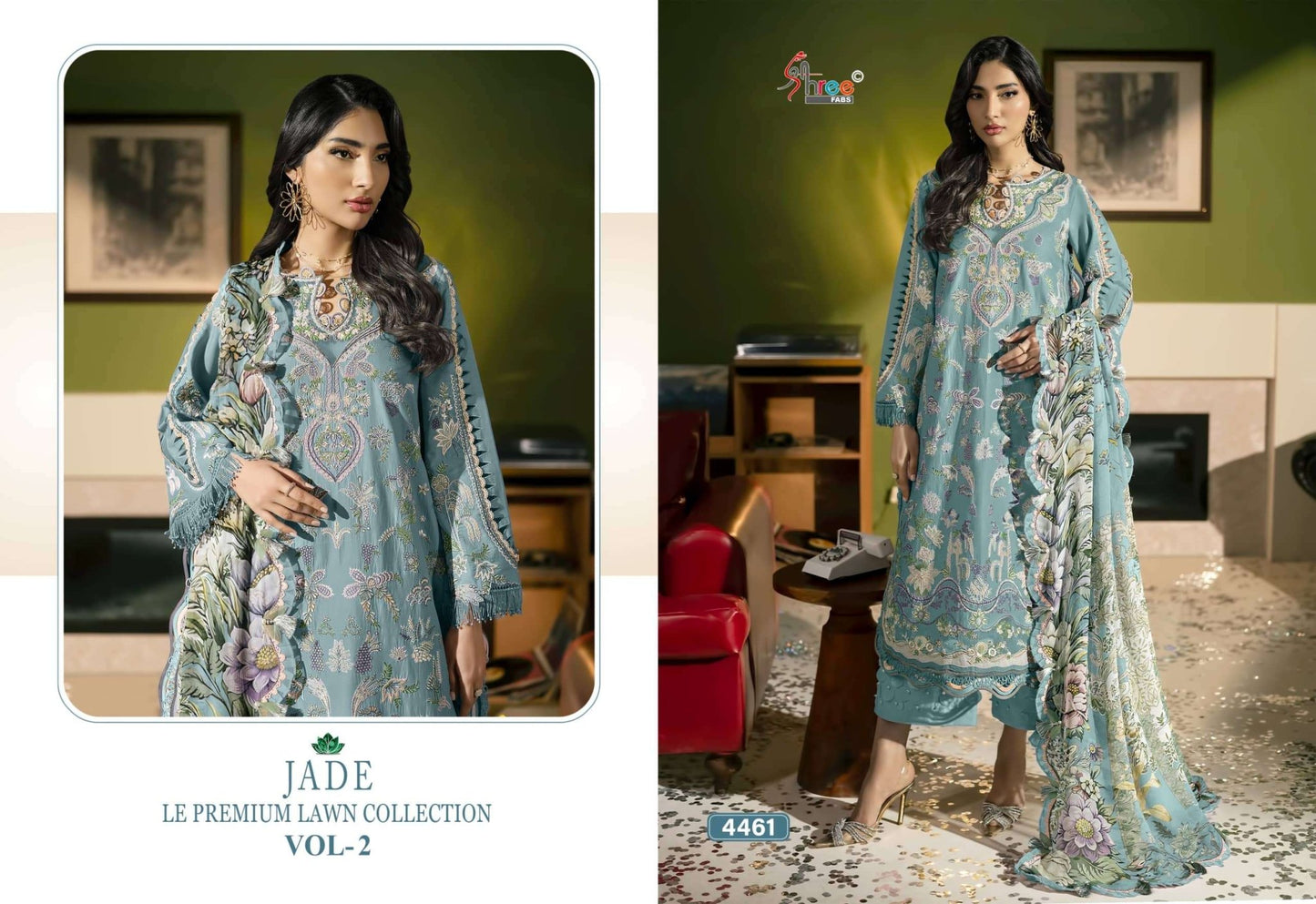 SHREE FAB JADE LE-PREMIUM LAWN COLLECTION VOL-2 Cotton Embroidered Pakistani Suit - Amrah Wholesale