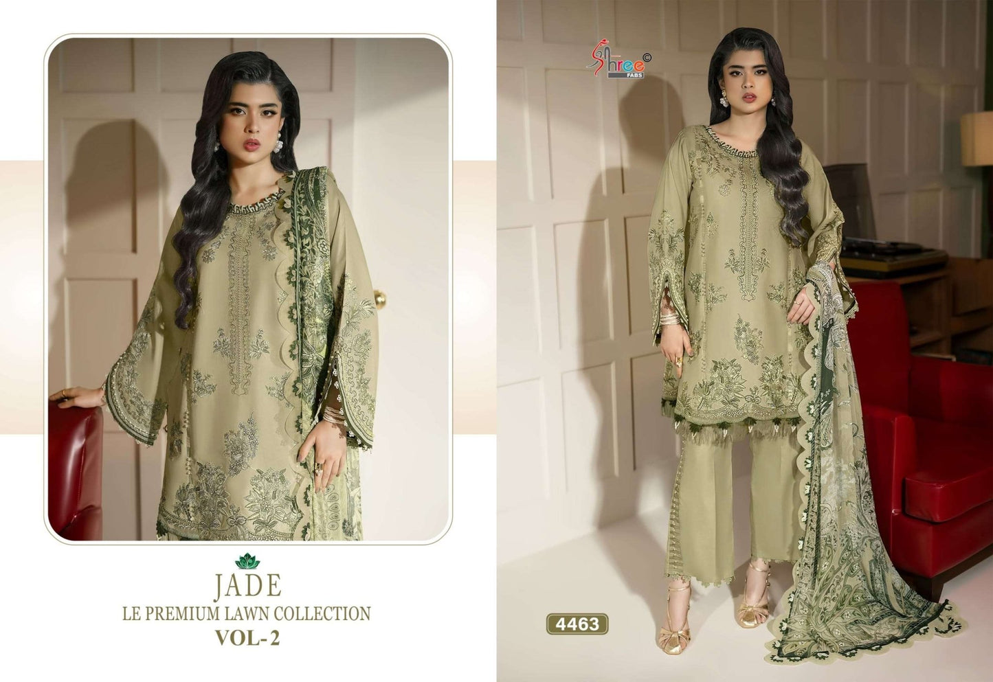 SHREE FAB JADE LE-PREMIUM LAWN COLLECTION VOL-2 Cotton Embroidered Pakistani Suit - Amrah Wholesale