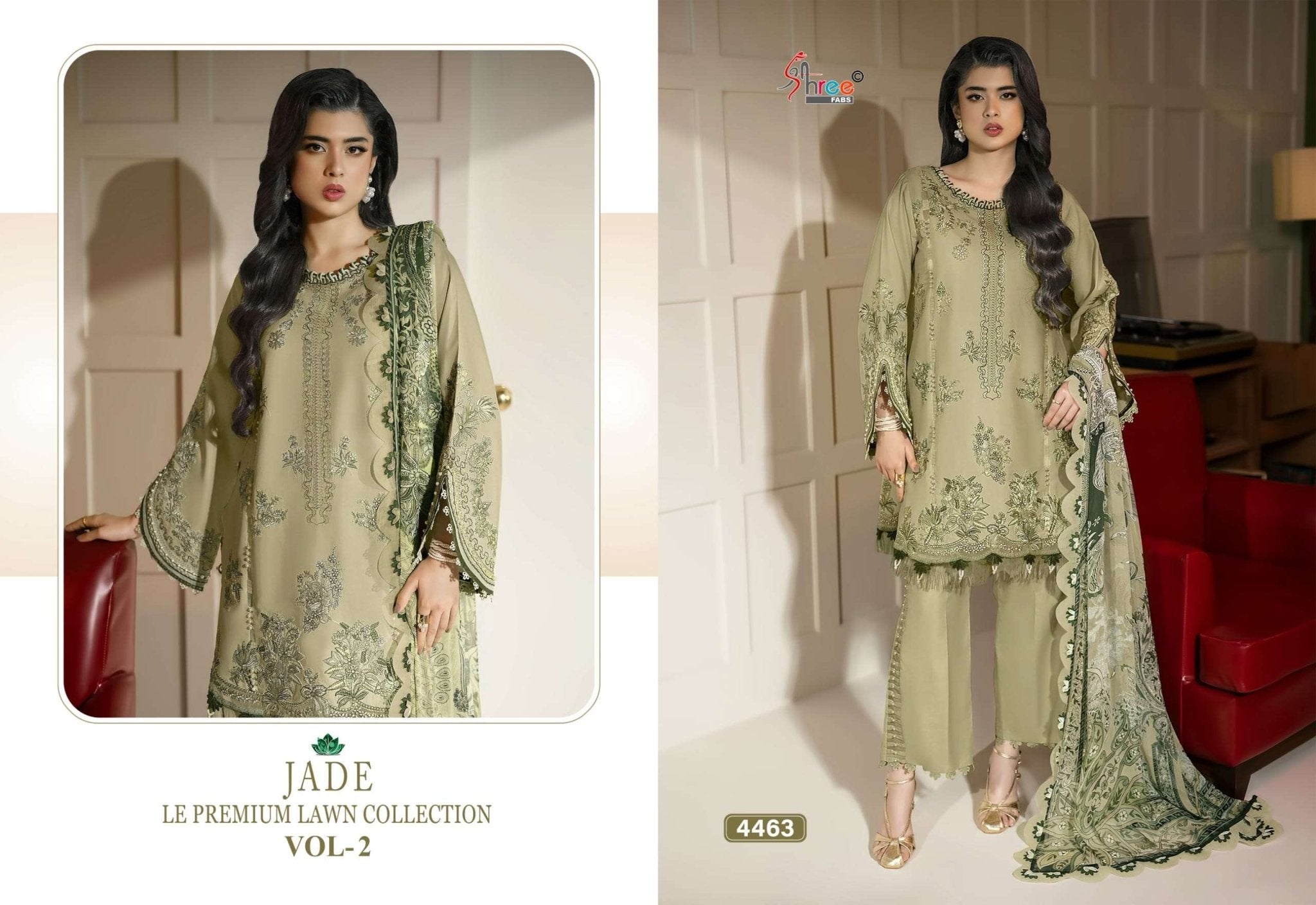 SHREE FAB JADE LE-PREMIUM LAWN COLLECTION VOL-2 Cotton Embroidered Pakistani Suit - Amrah Wholesale