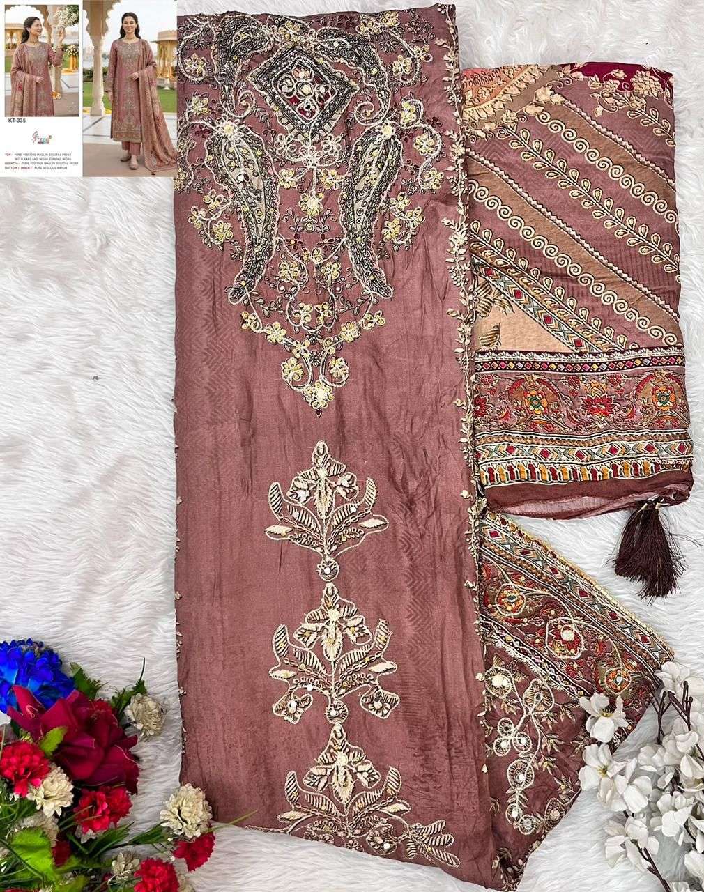 SHREE FAB KT-335 Viscose Muslin Embroidered Pakistani Suit - Amrah Wholesale