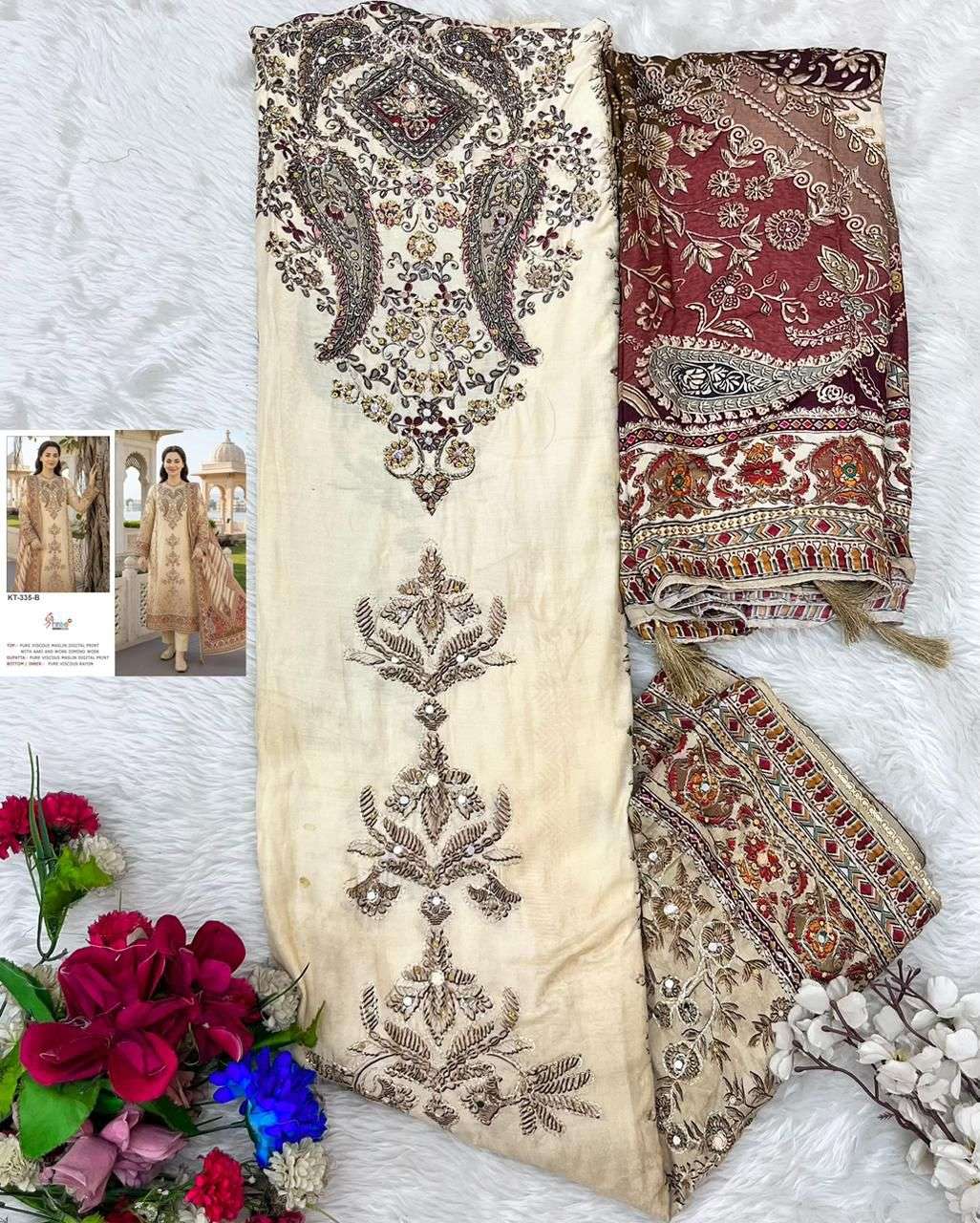 SHREE FAB KT-335 Viscose Muslin Embroidered Pakistani Suit - Amrah Wholesale