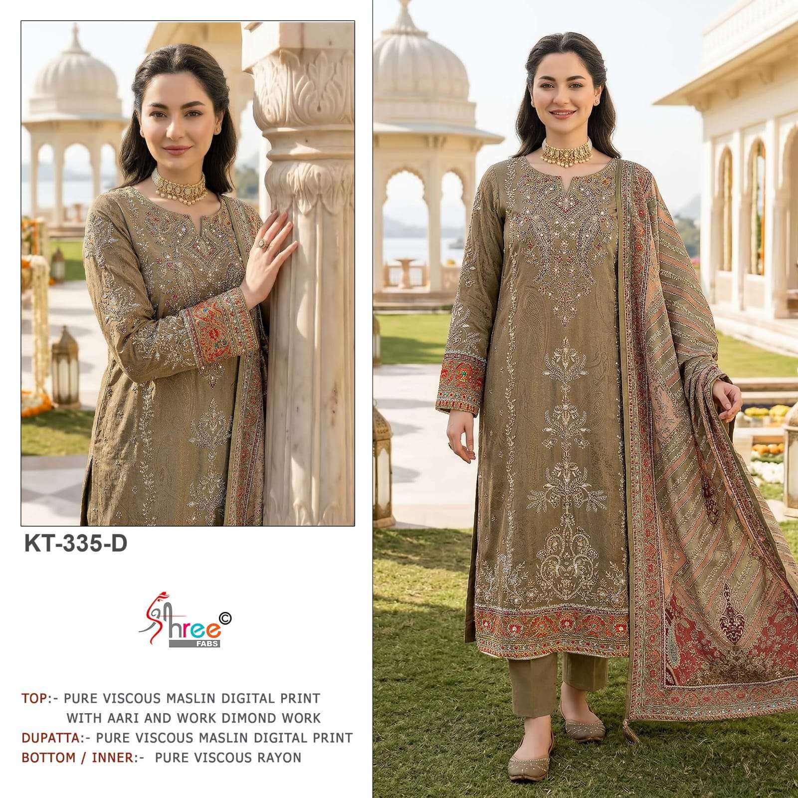 SHREE FAB KT-335 Viscose Muslin Embroidered Pakistani Suit - Amrah Wholesale