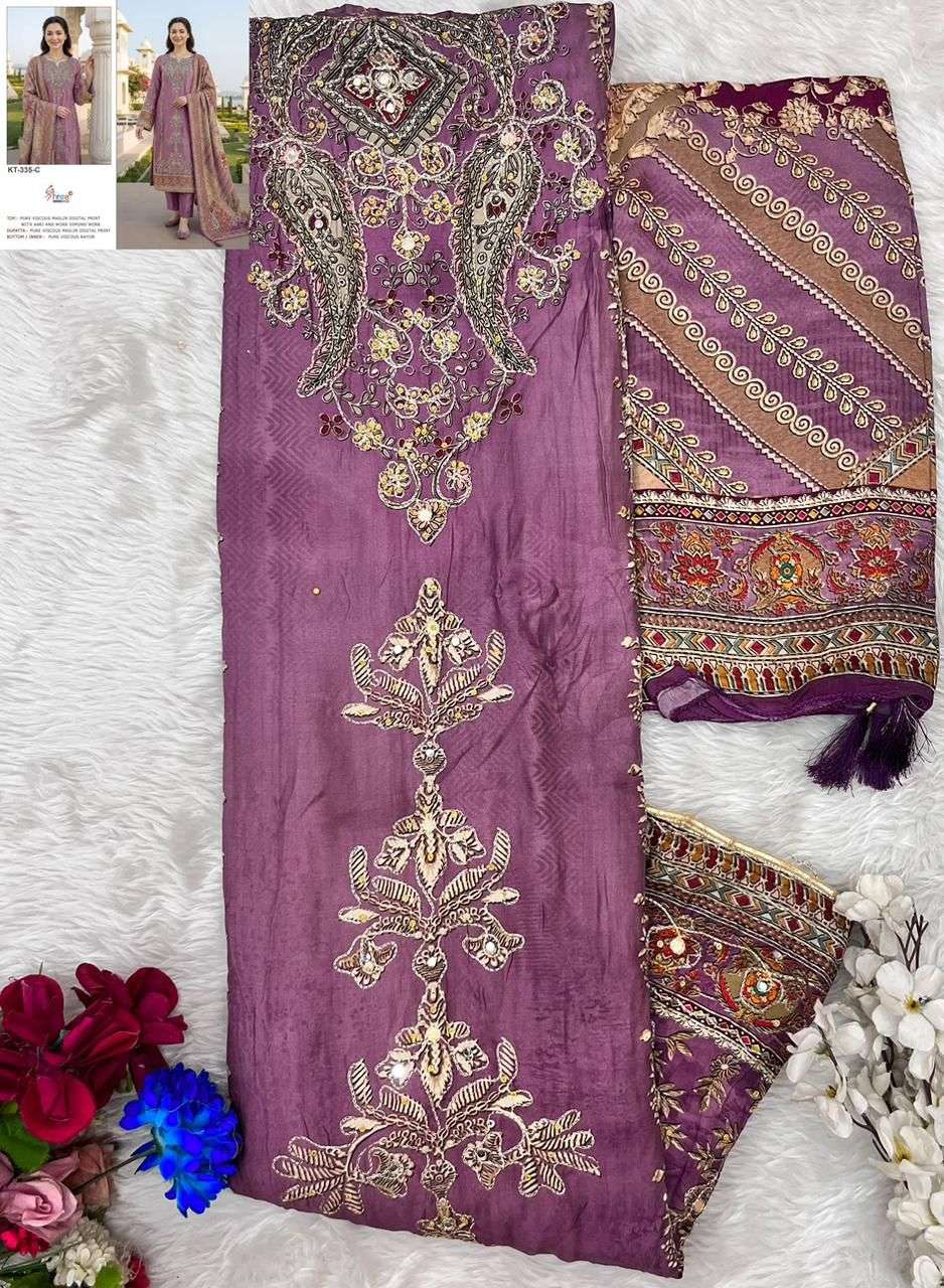 SHREE FAB KT-335 Viscose Muslin Embroidered Pakistani Suit - Amrah Wholesale