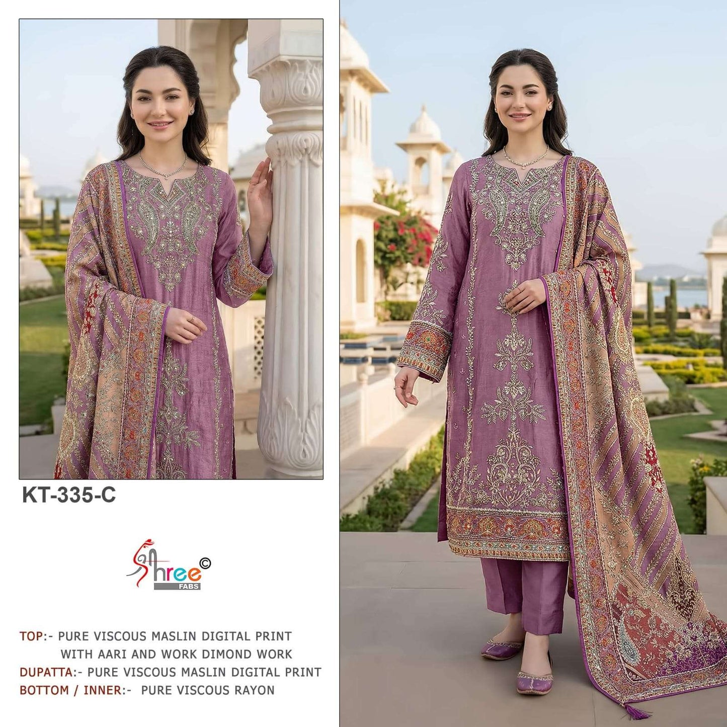 SHREE FAB KT-335 Viscose Muslin Embroidered Pakistani Suit - Amrah Wholesale