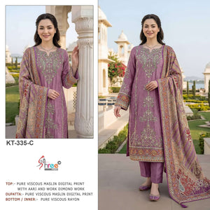 SHREE FAB KT-335 Viscose Muslin Embroidered Pakistani Suit