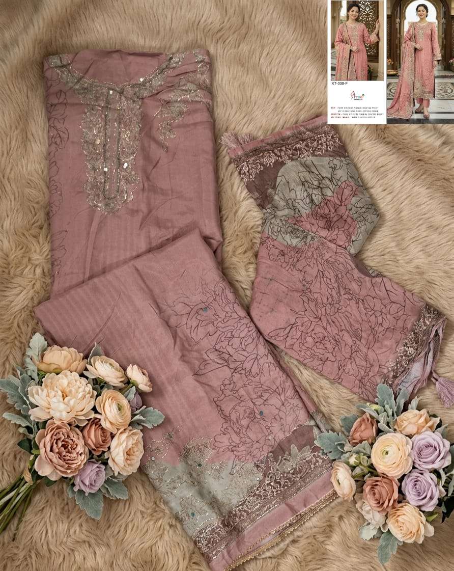 SHREE FAB KT-338 Viscose Muslin Embroidery Pakistani Suit Set