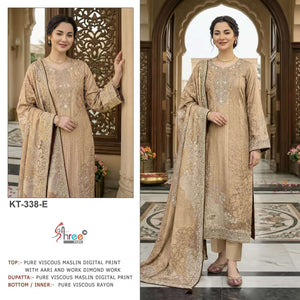 SHREE FAB KT-338 Viscose Muslin Embroidery Pakistani Suit Set - Amrah Wholesale