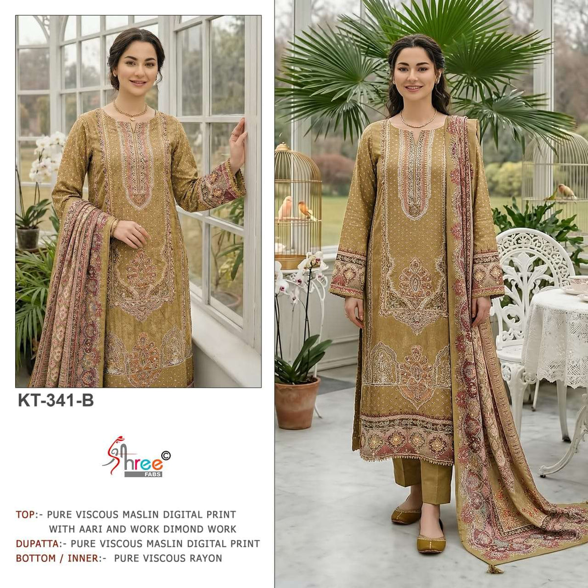 SHREE FAB KT - 341 Viscose Muslin Pakistani Suit - Amrah Wholesale