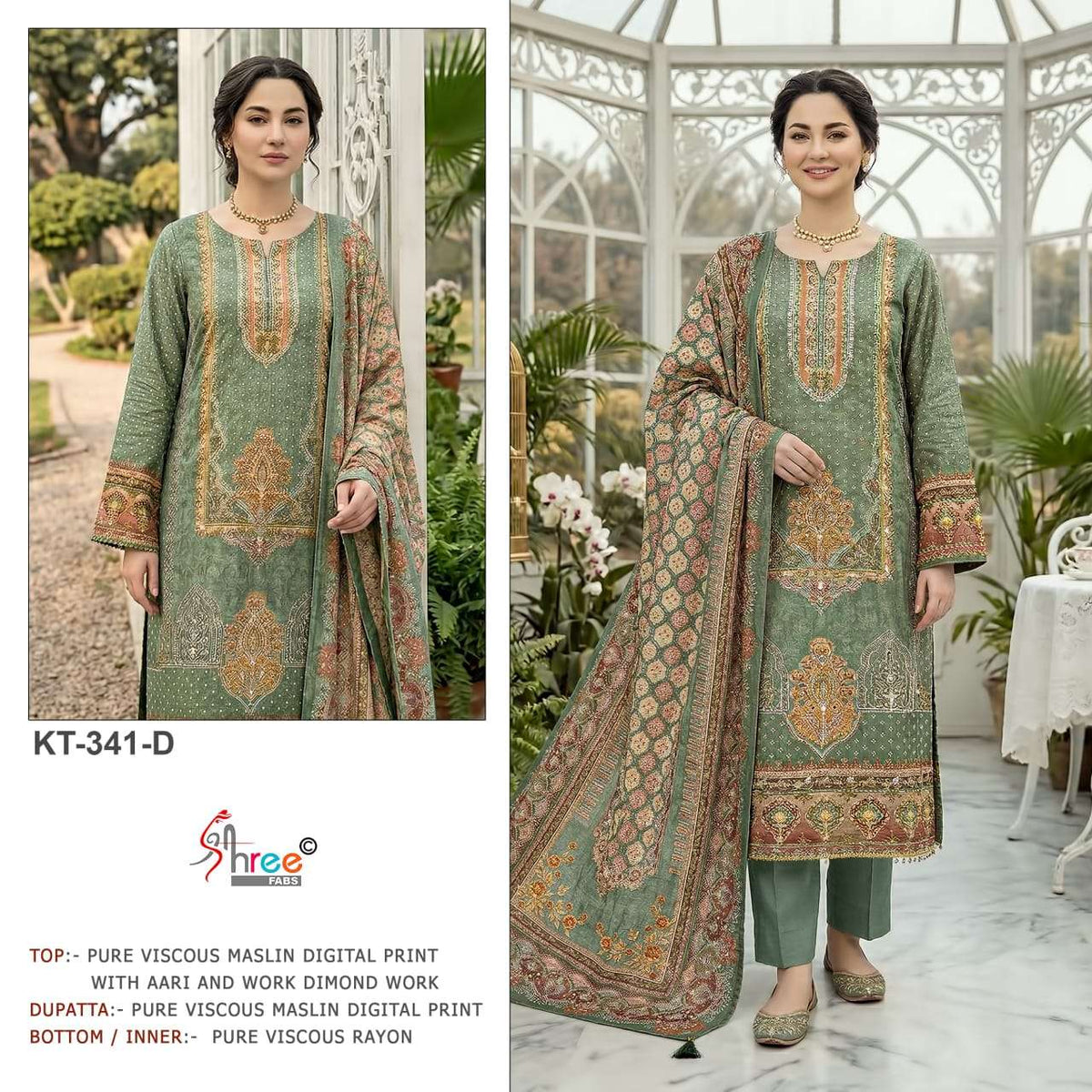 SHREE FAB KT - 341 Viscose Muslin Pakistani Suit - Amrah Wholesale