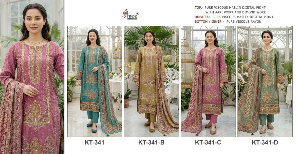 SHREE FAB KT - 341 Viscose Muslin Pakistani Suit - Amrah Wholesale